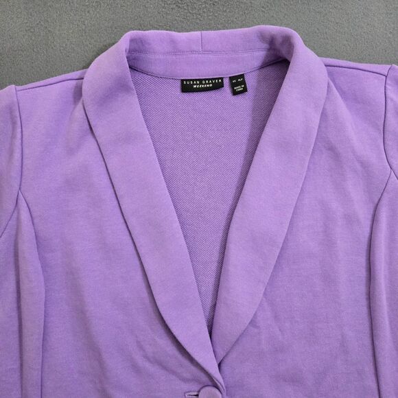 Susan Graver Weekend Women XL Petite Marina Knit Blazer Dried Lavender - Picture 4 of 12